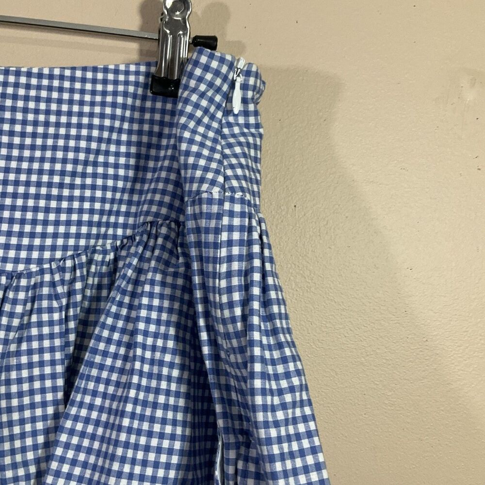 VTG Necessary Objects Gingham A-Line Skirt L Blue 90s Country Western Cottage - Picture 2 of 6
